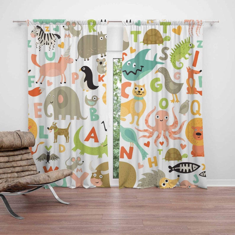 Baby Nursery Curtains - Tirai Kamar Bayi ABC Alphabet Motif