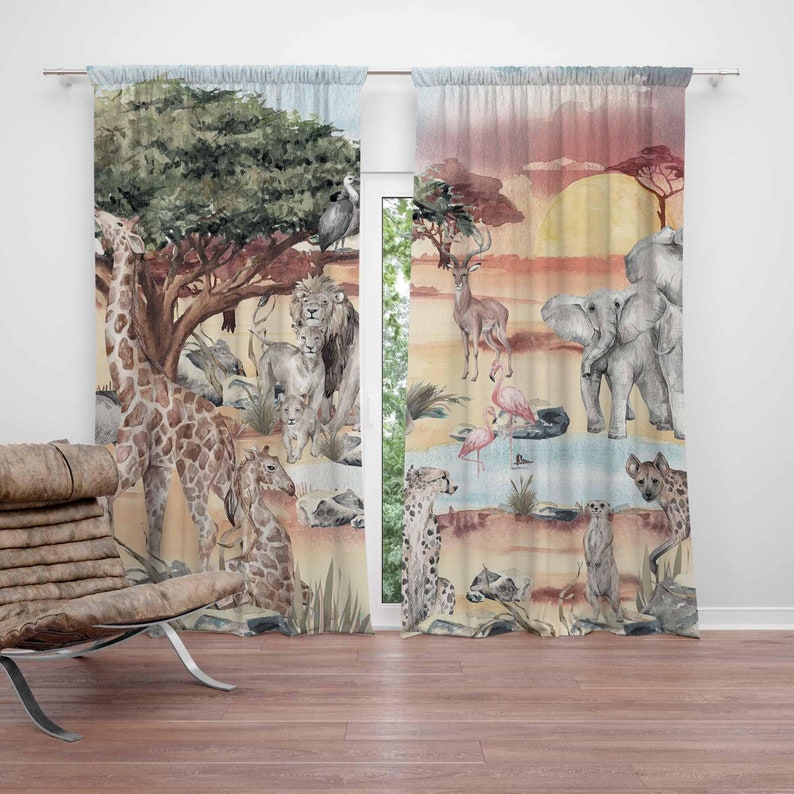 Baby Nursery Curtains - Tirai Hewan Safari Tirai Kamar Tidur