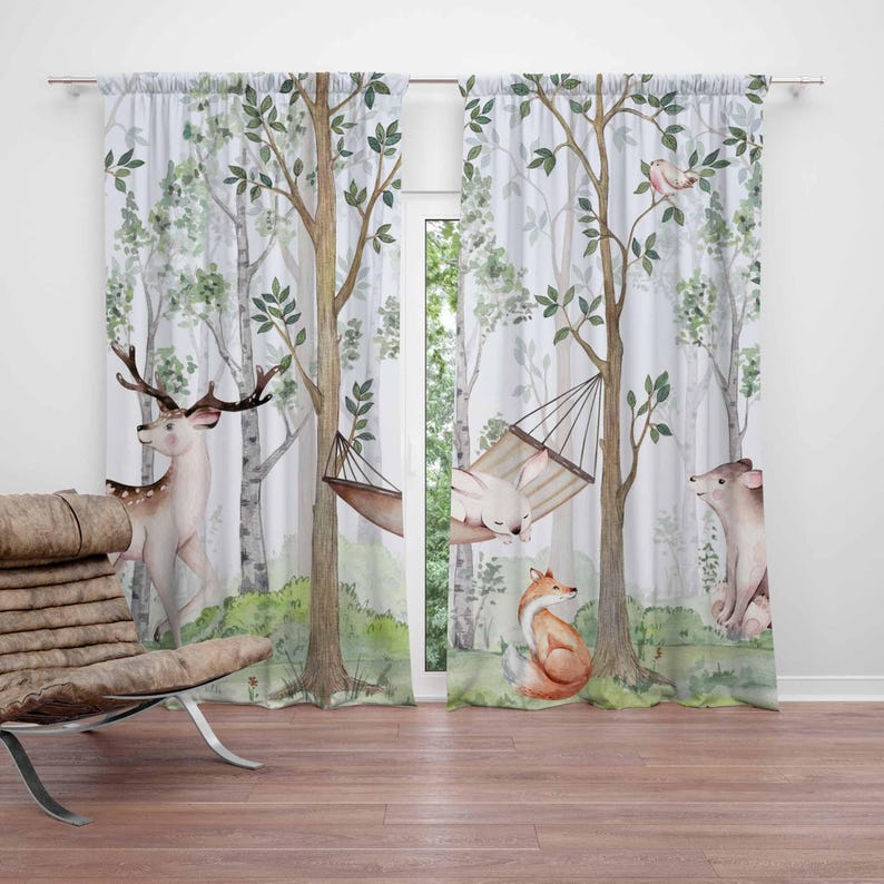 Baby Nursery Curtains - Tirai Hewan Hutan Tirai Kamar Tidur