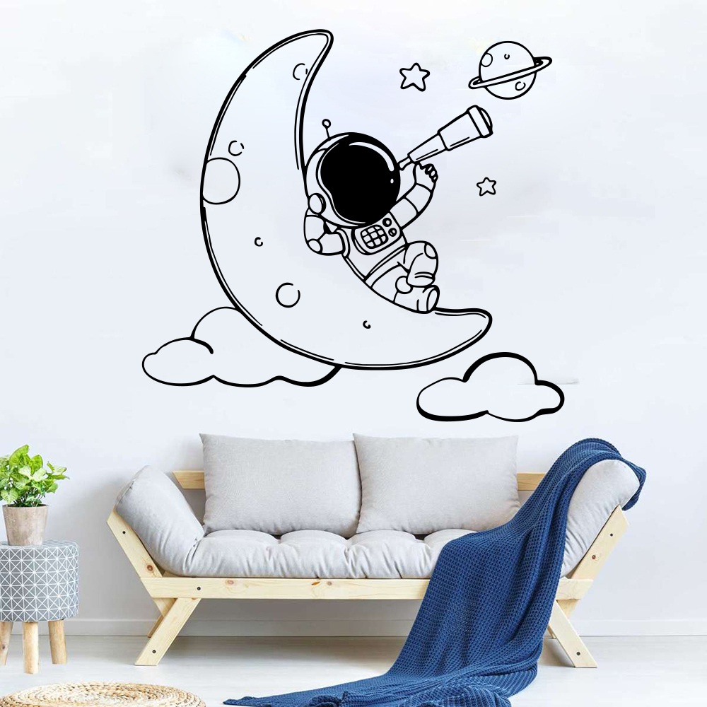 Baby Nursery Panelling - Stiker Dinding Kartun Astronaut On The