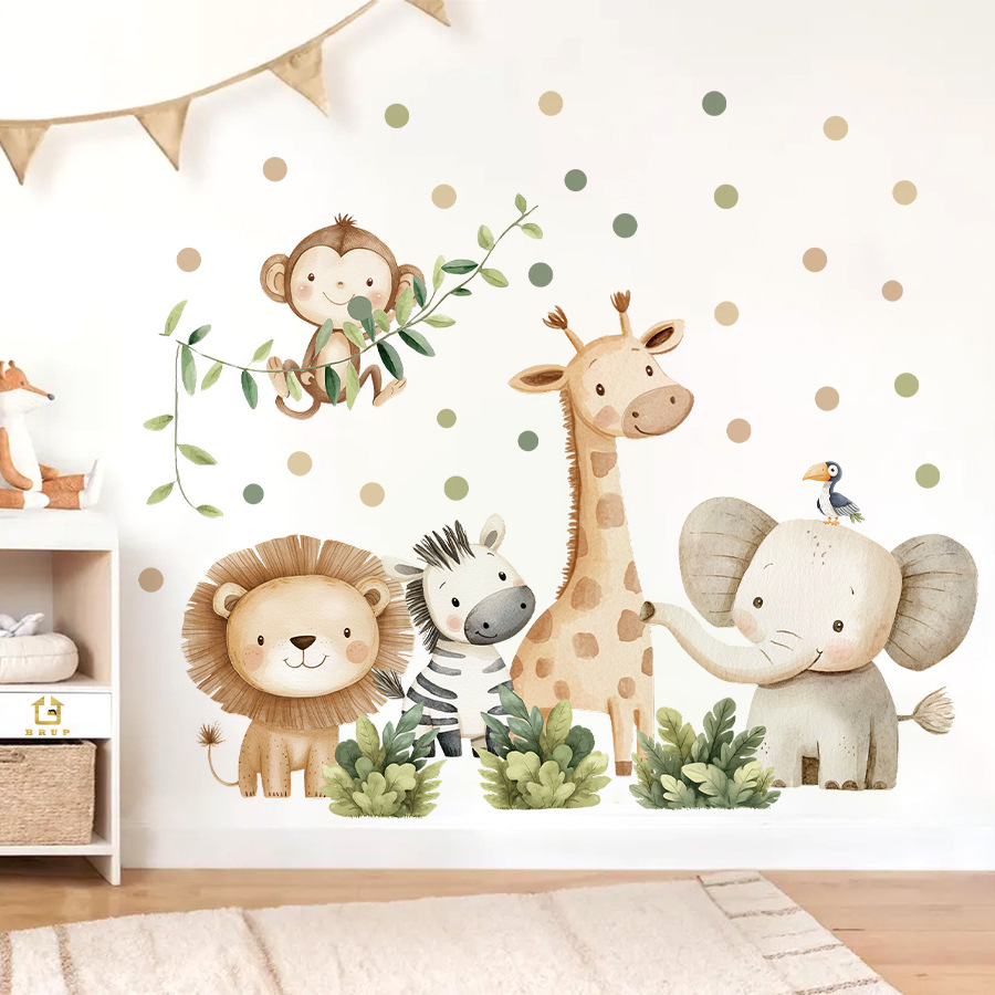 Baby Nursery Panelling - Stiker Dinding Hewan Hutan Boho untuk