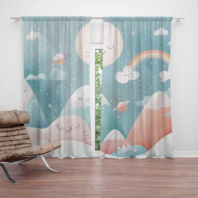 Baby Nursery Curtains - Tirai Kamar Bayi Motif Pelangi Gunung