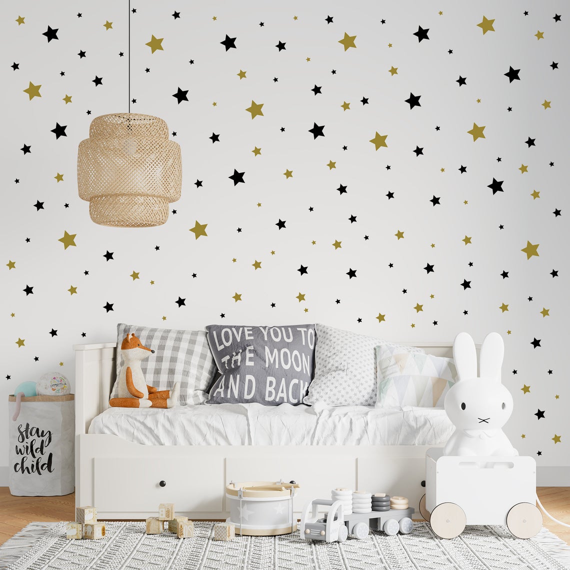Baby Nursery Panelling - Stiker dinding bintang kartun 65 buah,