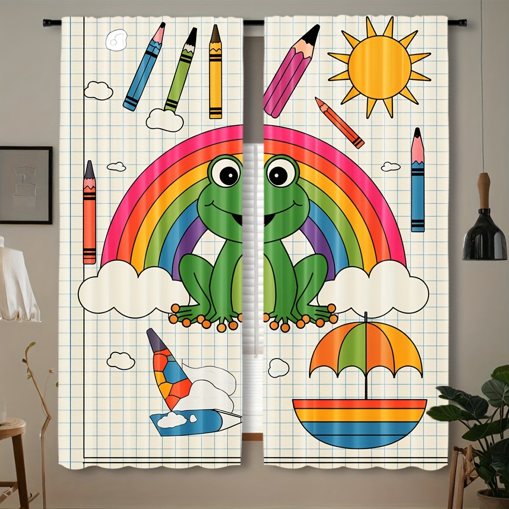 Baby Nursery Colors - Tirai Katak Pelangi Lucu Dekorasi Jendela