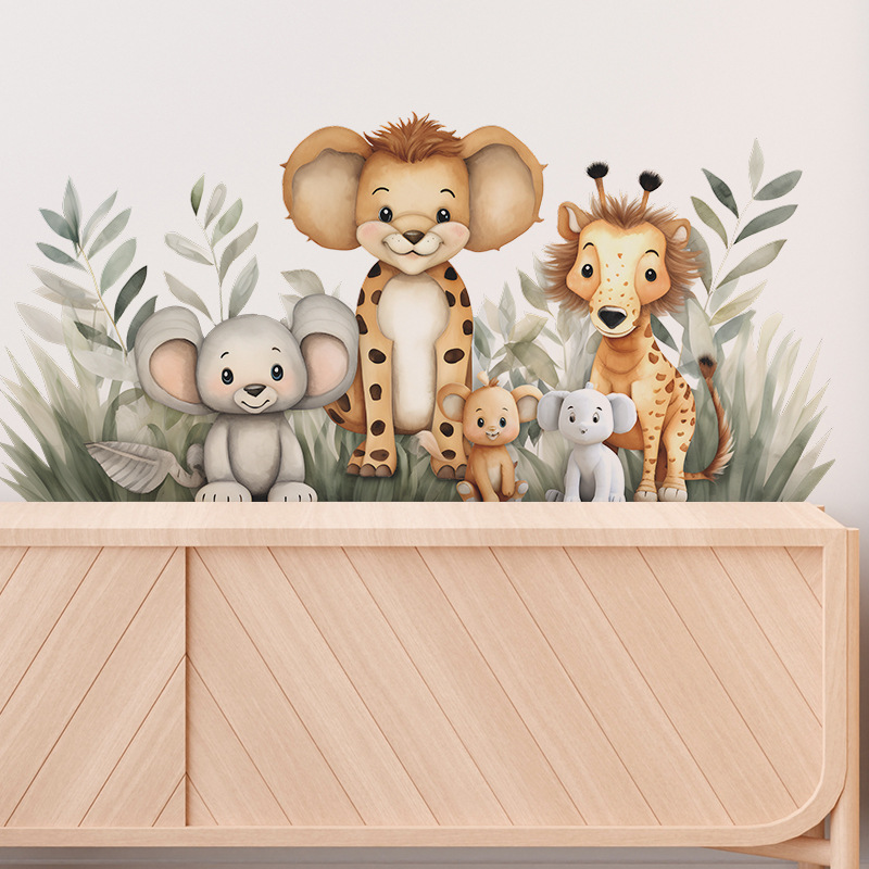 Baby Nursery Jungle Animals - Stiker Dinding Hewan Hutan Kartun Stiker