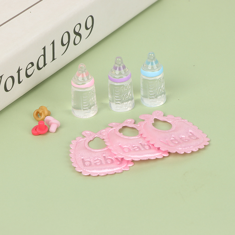 Baby Nursery Sets - 1:12, miniatur botol bayi, celemek Set,