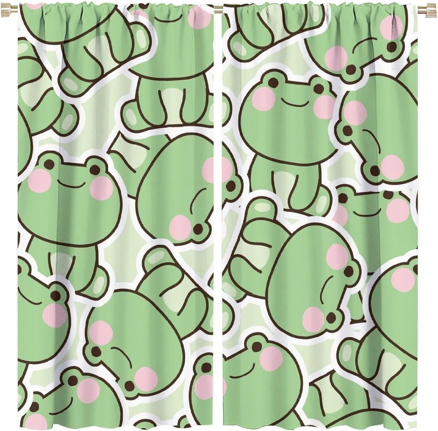 Baby Nursery Curtains - Tirai Pola Katak Hijau Lucu untuk