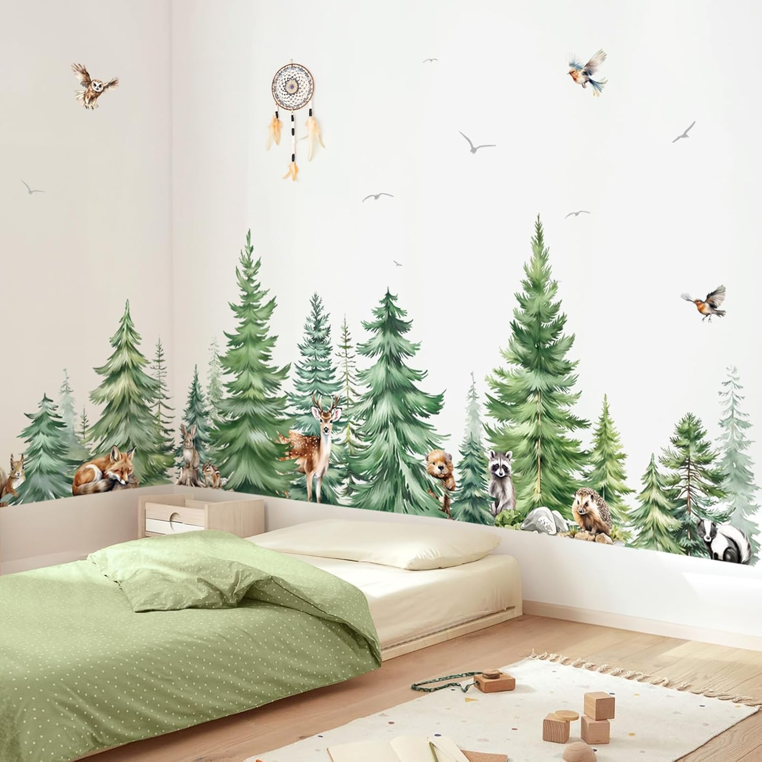 Baby Nursery Panelling - Stiker Dinding Hewan Pohon Pinus Cat
