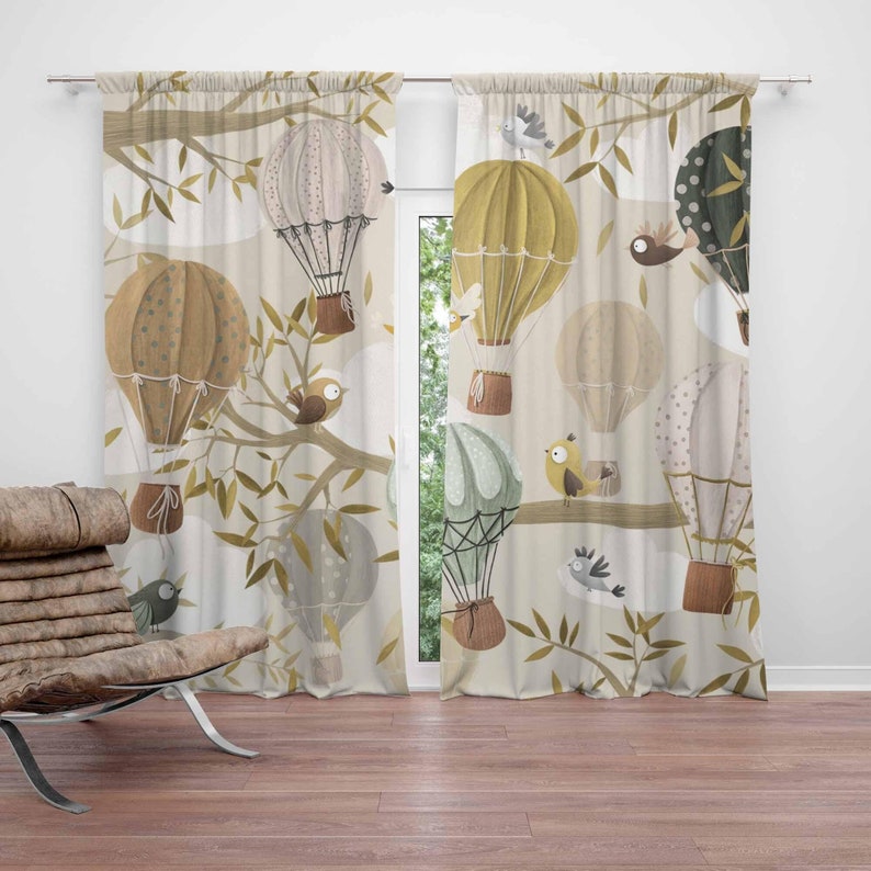 Baby Nursery Blackout Curtains - Tirai Balon Udara Panas Motif Burung