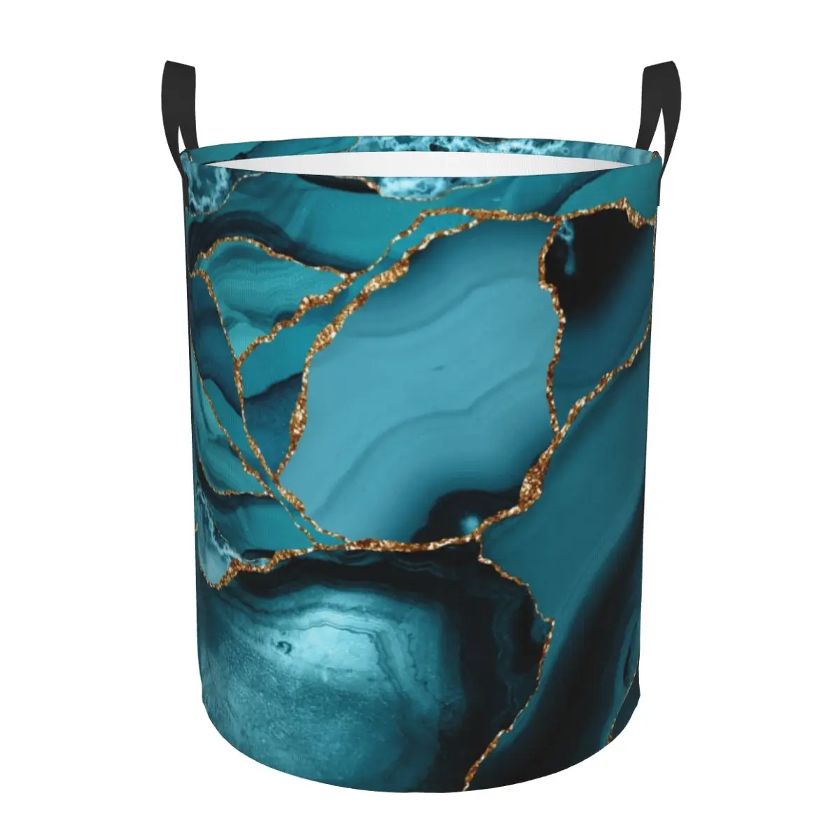 Baby Nursery Laundry Basket - Keranjang Cucian Gelombang Pemandangan Marmer Teal