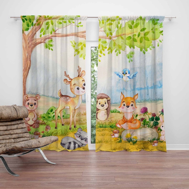 Baby Nursery Blackout Curtains - Tirai Hewan Hutan Tirai Kamar Tidur