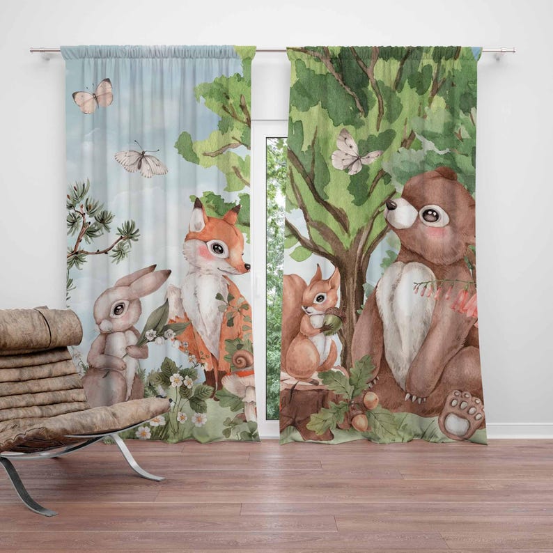 Baby Nursery Curtains - Tirai Hewan Hutan Tirai Kamar Tidur