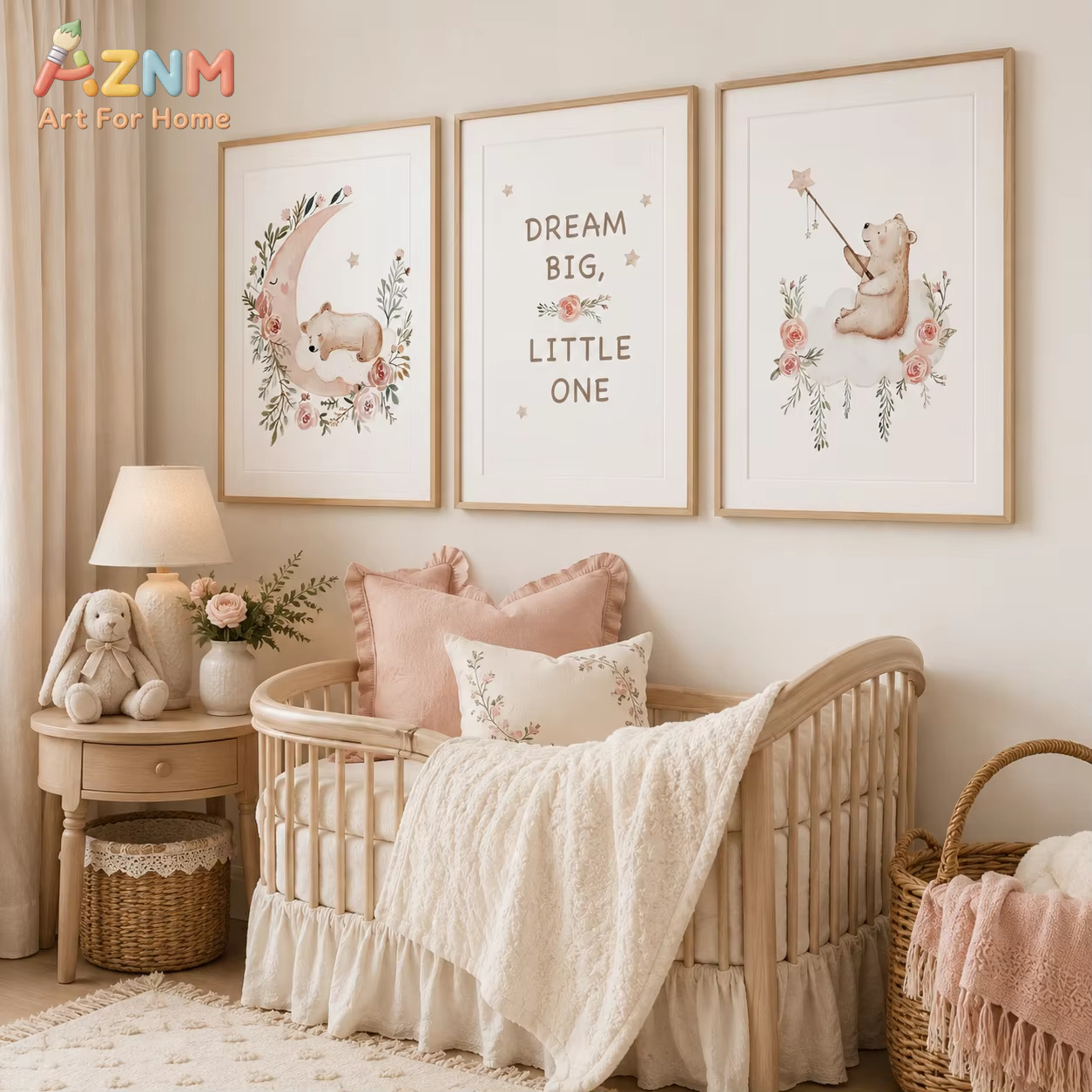 Baby Boy Nursery Quotes - Seni Dinding Bunga AZNM, Lukisan Kanvas
