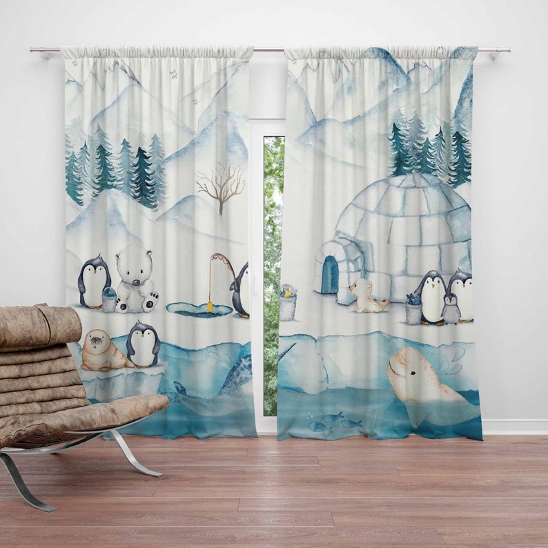 Baby Nursery Blackout Curtains - Tirai Kamar Bayi Motif Hewan Arktik