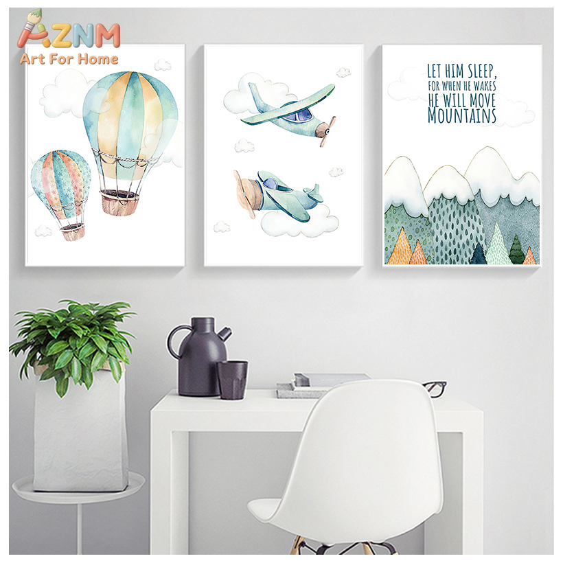 Baby Boy Nursery Quotes - AZNM Seni Dinding Kanvas Balon Udara