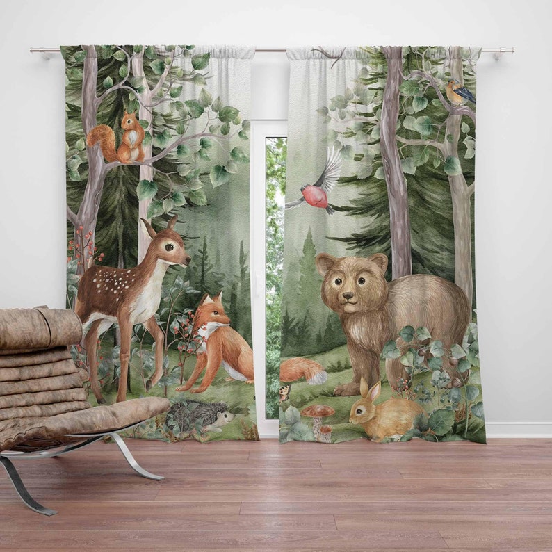 Baby Nursery Curtains - Gorden Hewan Hutan untuk Kamar Bayi,