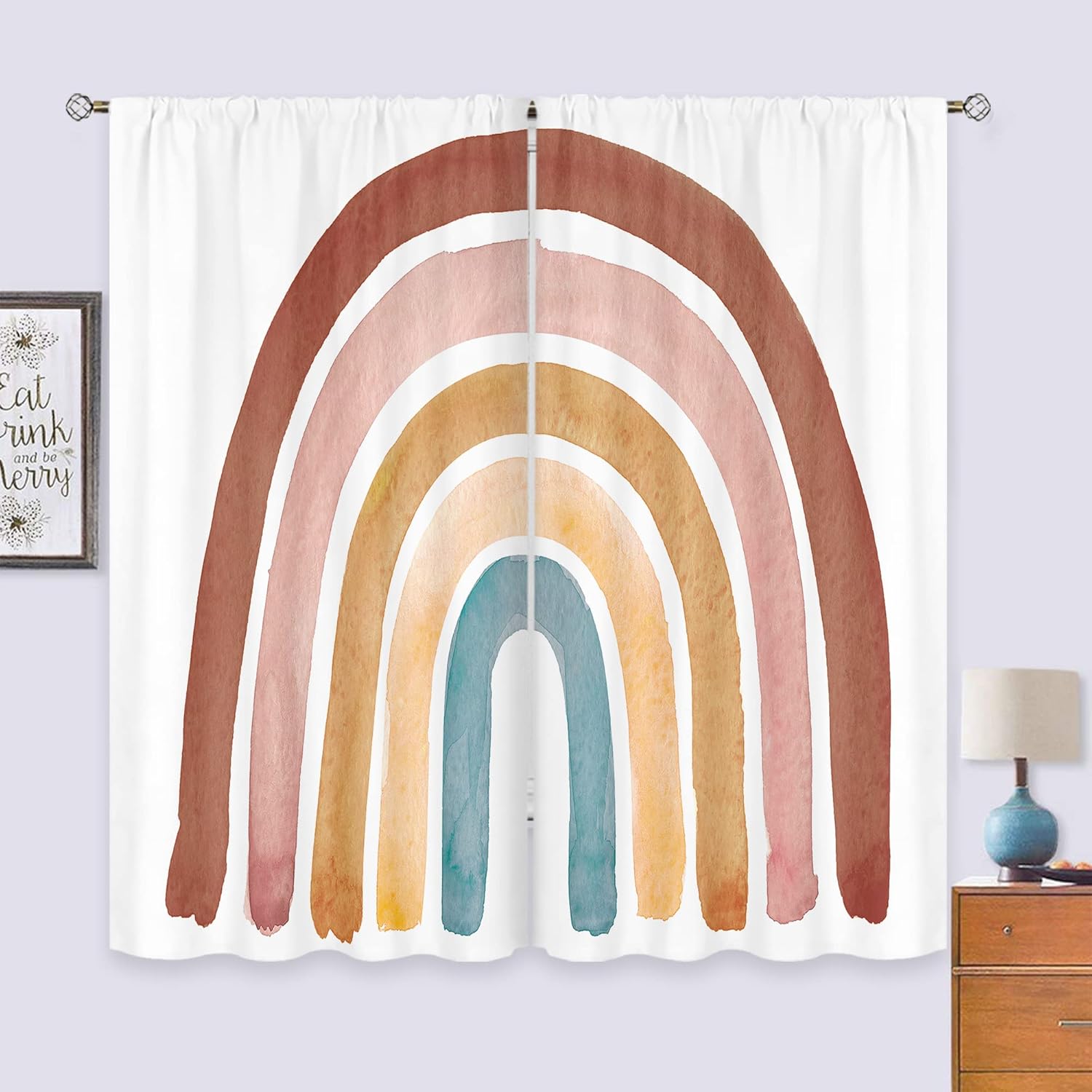 Baby Nursery Curtains - Tirai Pelangi Boho untuk Anak Perempuan