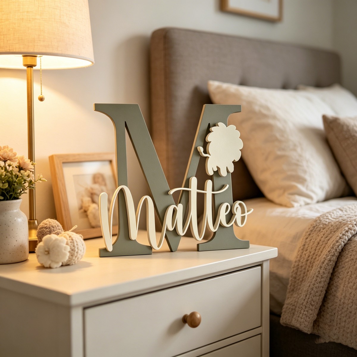 Baby Nursery Baby - 1 Buah Plakat Nama Kayu Inisial