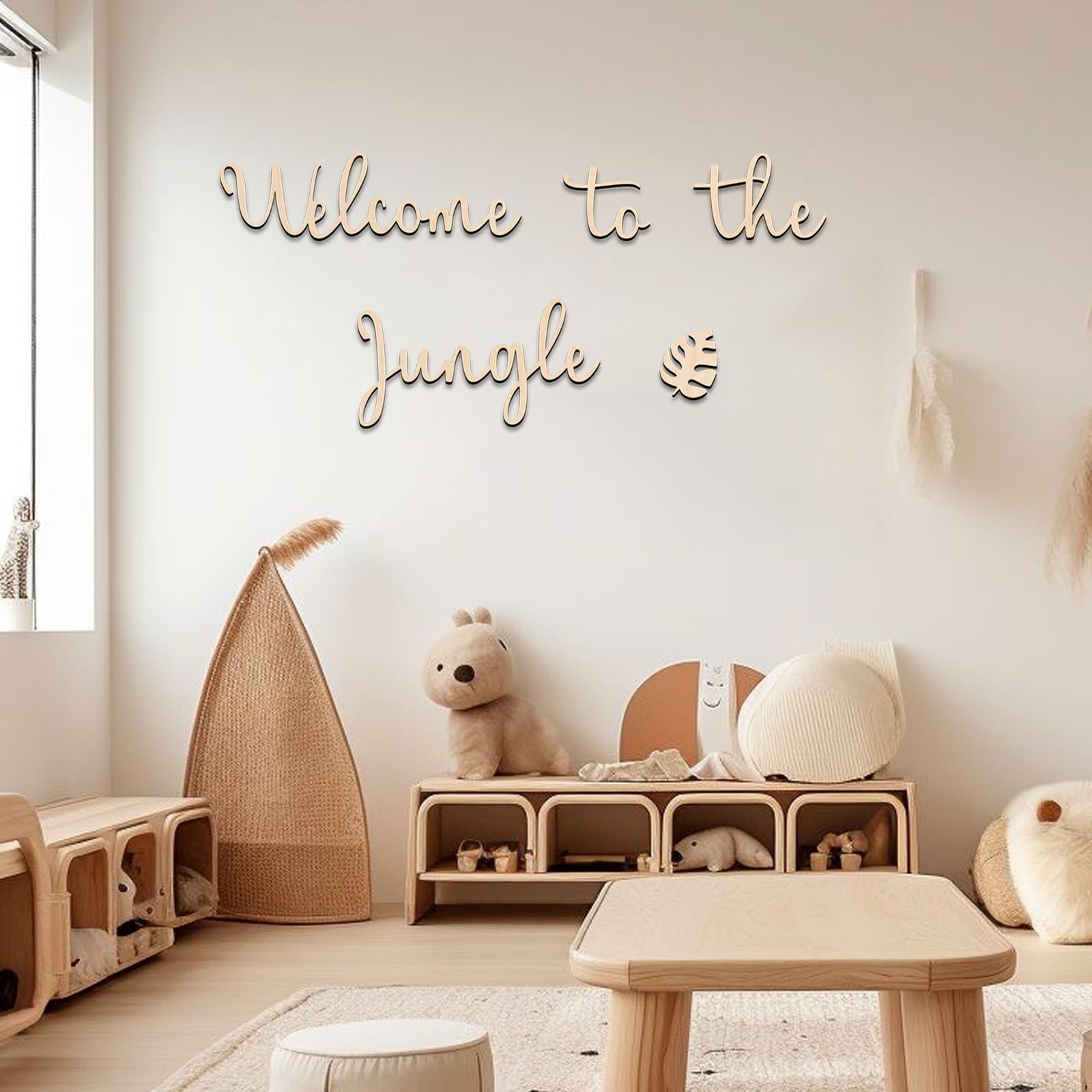 Baby Nursery Jungle Animals - Selamat Datang di Jungle Wooden Sign