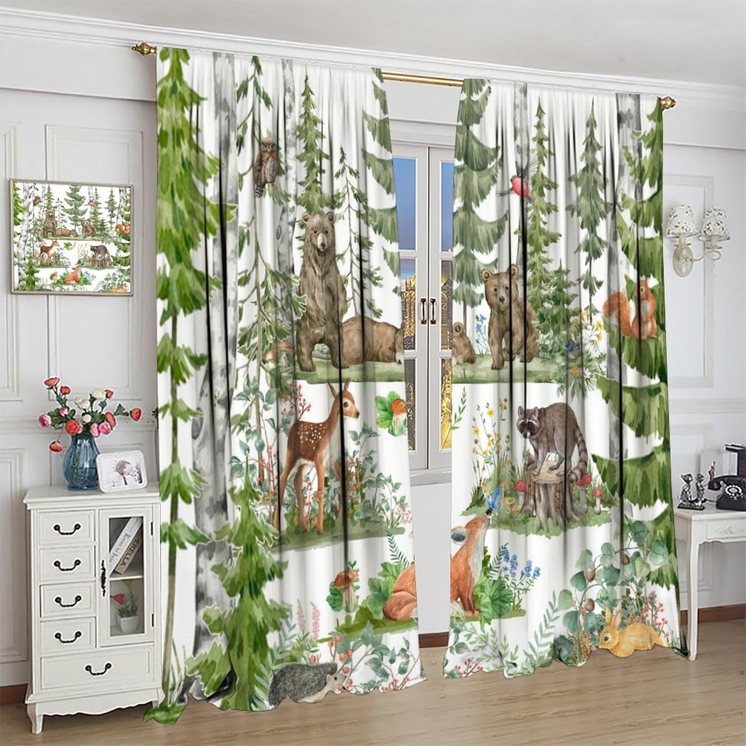 Baby Nursery Curtains - Tirai Hewan Hutan untuk Anak-Anak, Hiasan