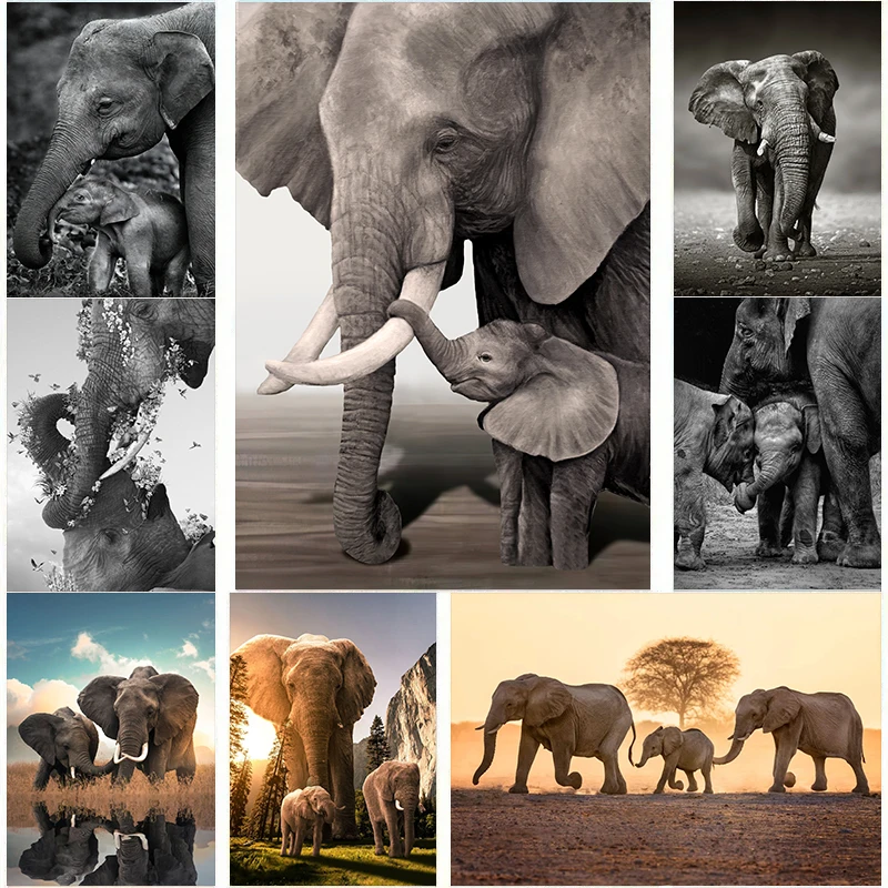 Baby Nursery Images - Poster gajah satwa liar lukisan kanvas