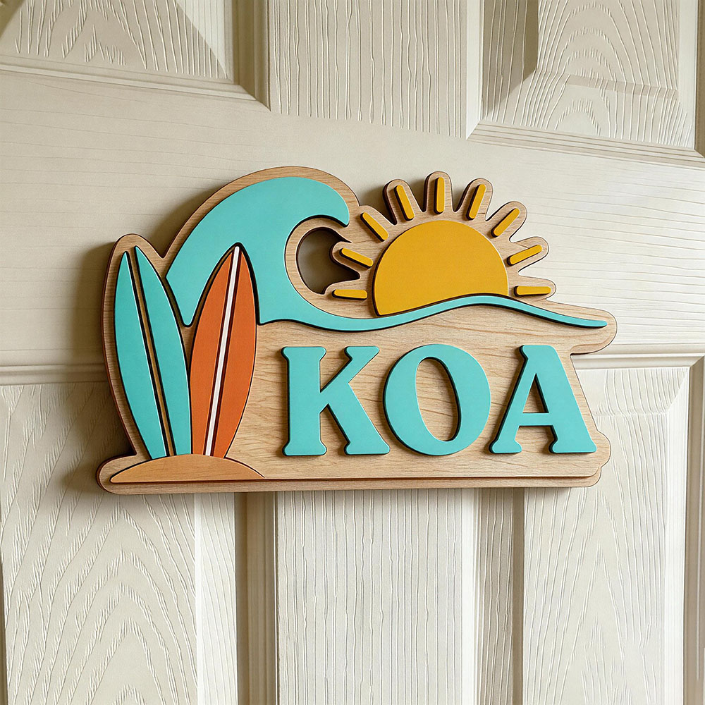 Baby Nursery Baby - Papan Nama Pintu Bertema Gelombang Pantai