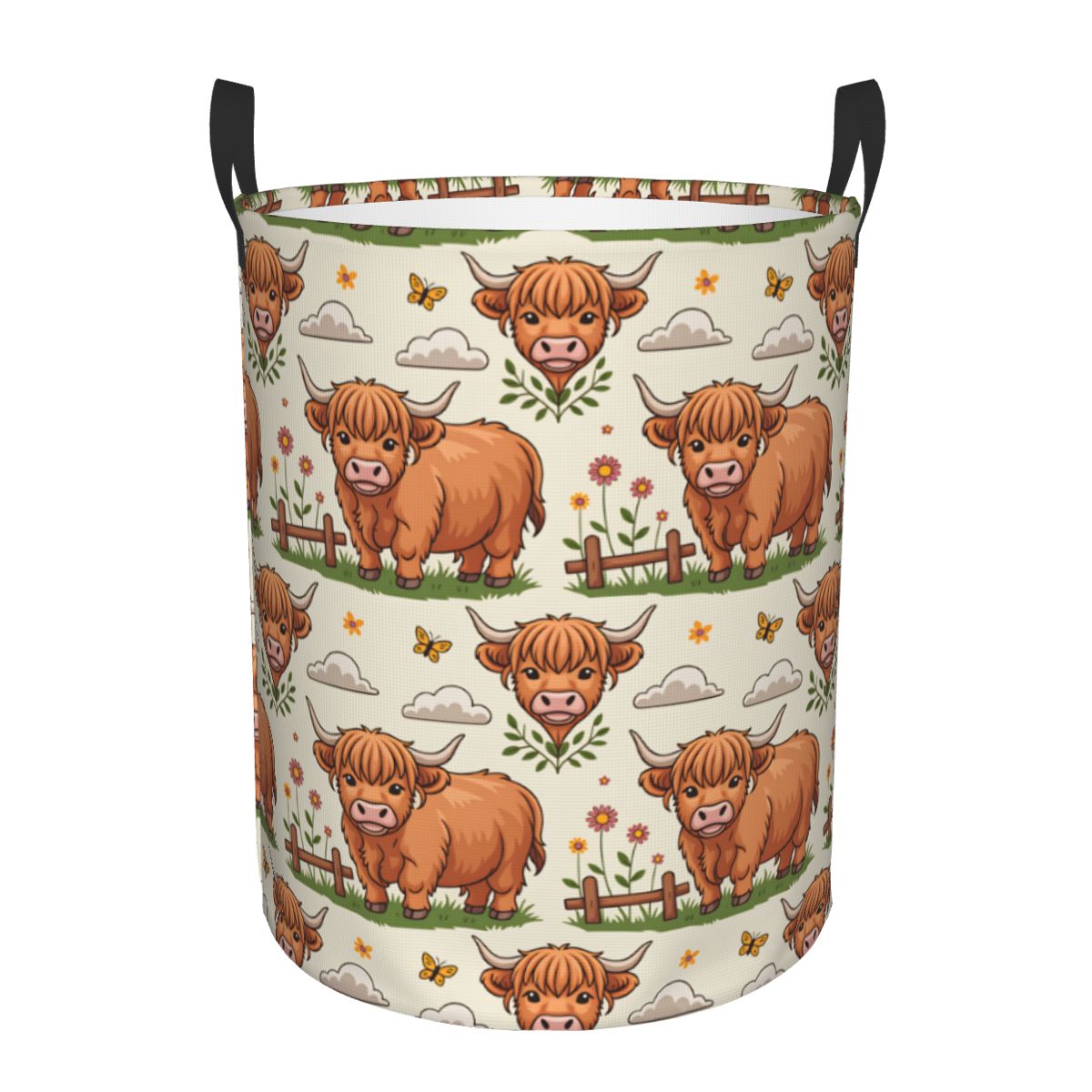 Baby Nursery Laundry Basket - Keranjang Cucian Sapi Highland Kartun, Keranjang