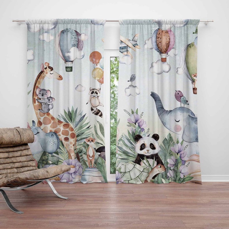 Baby Nursery Blackout Curtains - Tirai Kamar Bayi Motif Safari Animal