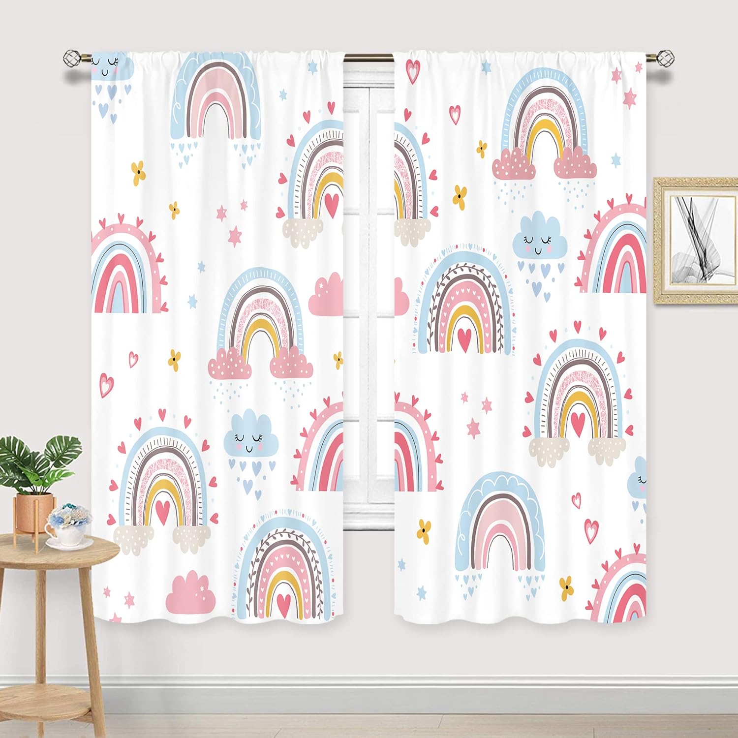 Baby Nursery Curtains - Tirai Boho Pelangi Warna Pink untuk