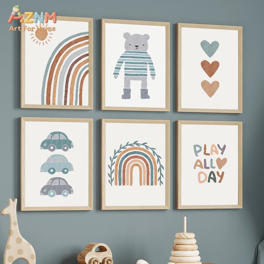 Baby Boy Nursery Quotes - AZNM Seni Dinding Kanvas Mobil Beruang