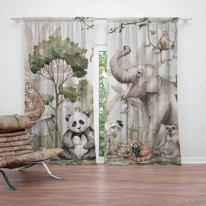 Baby Nursery Curtains - Tirai Hewan Safari Tirai Kamar Tidur