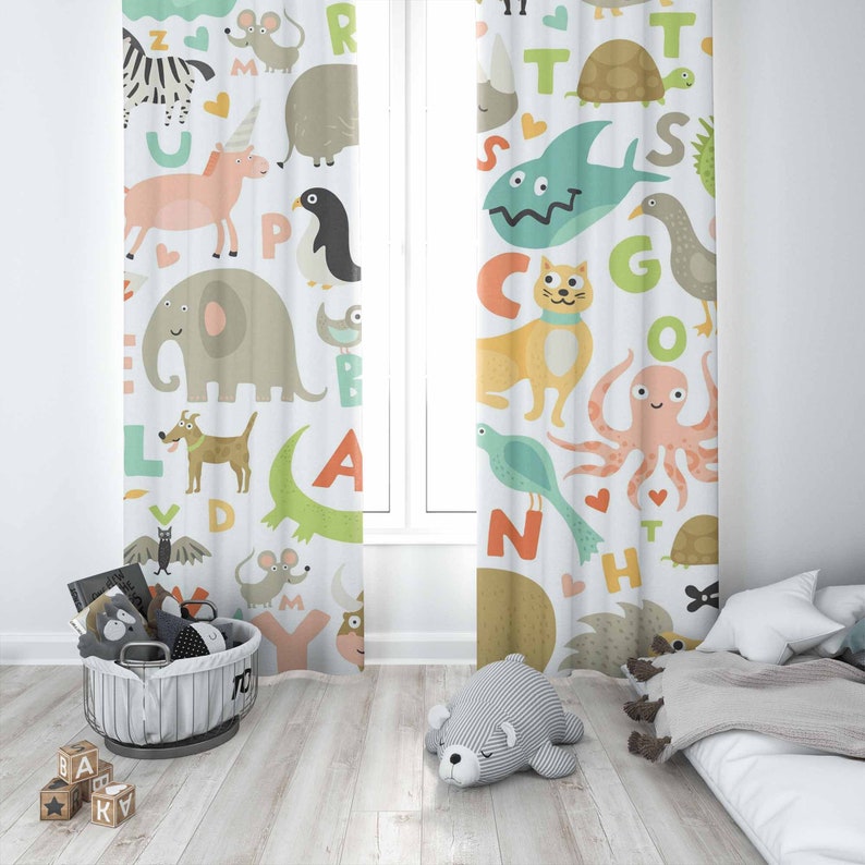 Tirai Kamar Bayi ABC Alphabet  - Baby Nursery Curtains ulasan dan harga