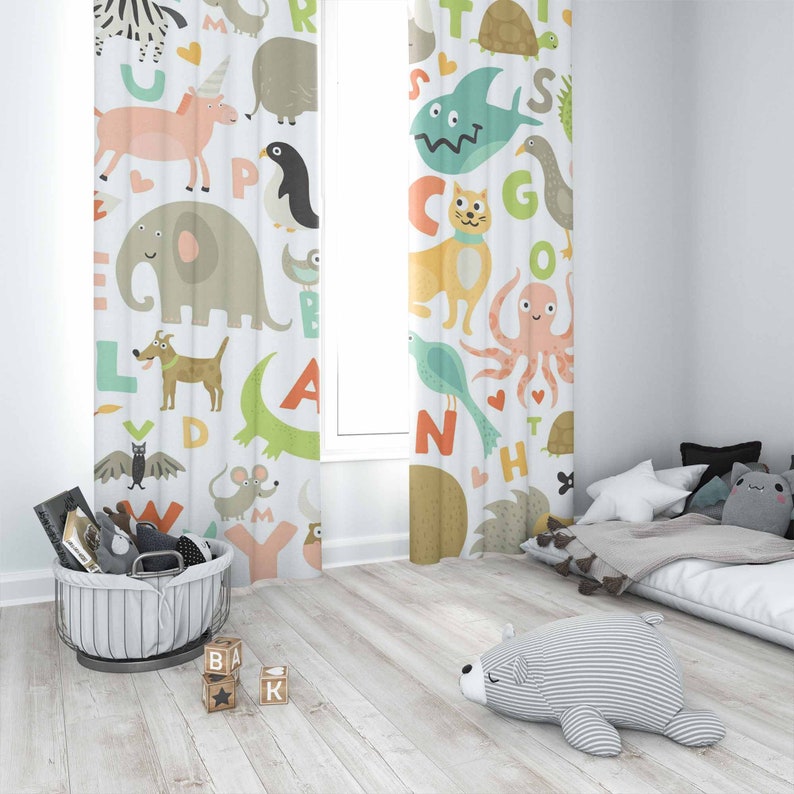 Tirai Kamar Bayi ABC Alphabet  - Baby Nursery Curtains ulasan dan harga