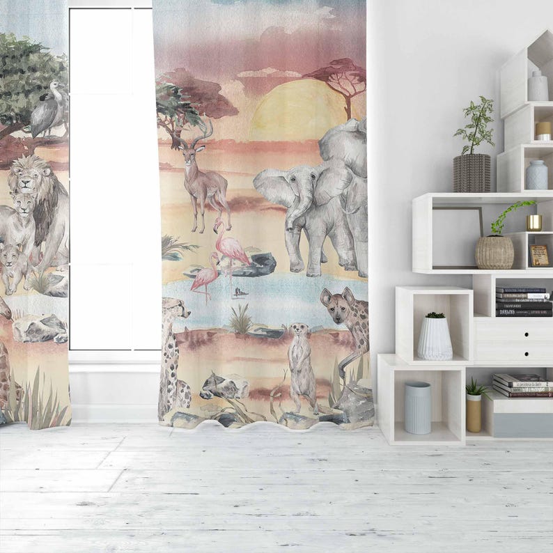Tirai Hewan Safari Tirai Kamar - Baby Nursery Curtains ulasan dan harga