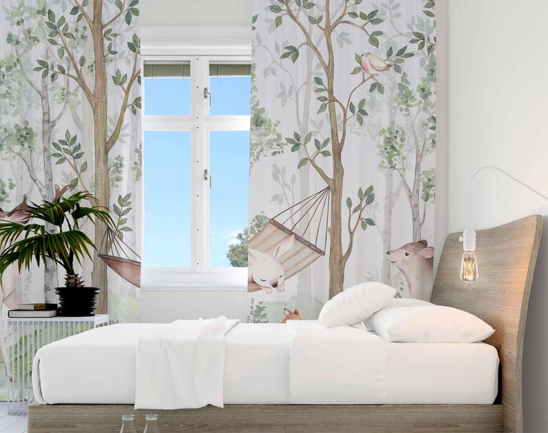 Tirai Hewan Hutan Tirai Kamar  - Baby Nursery Curtains ulasan dan harga