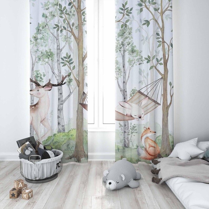 Tirai Hewan Hutan Tirai Kamar  - Baby Nursery Curtains ulasan dan harga