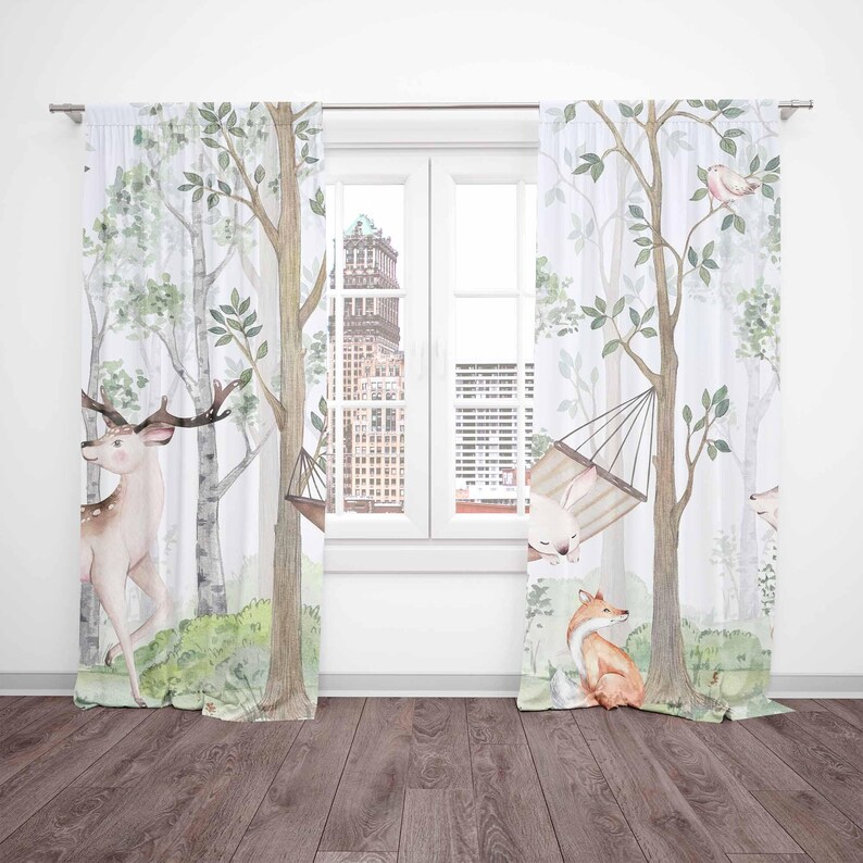 Tirai Hewan Hutan Tirai Kamar  - Baby Nursery Curtains ulasan dan harga