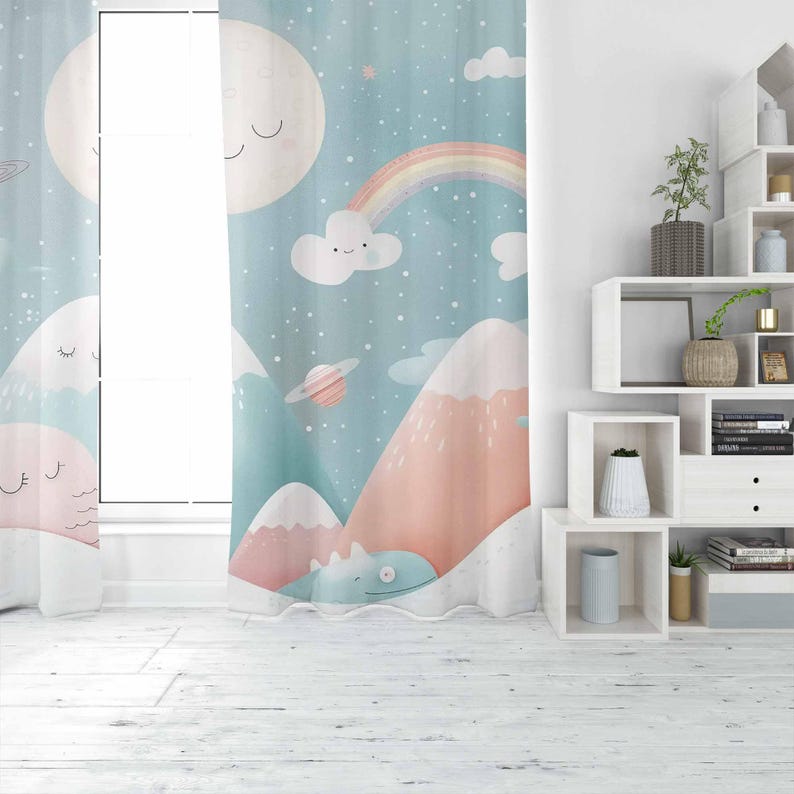 Tirai Kamar Bayi Motif Pelangi - Baby Nursery Curtains ulasan dan harga