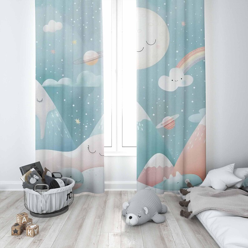 Tirai Kamar Bayi Motif Pelangi - Baby Nursery Curtains ulasan dan harga