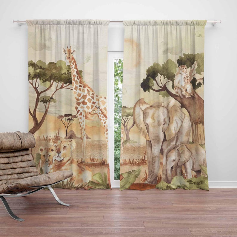 Gorden Ibu dan Bayi Motif Hewa - Baby Nursery Curtains ulasan dan harga
