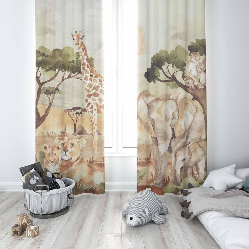 Gorden Ibu dan Bayi Motif Hewa - Baby Nursery Curtains ulasan dan harga