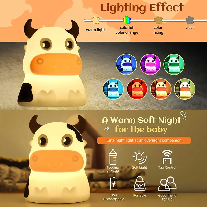 Lampu Malam Sapi dengan Remote - Baby Nursery Colors ulasan dan harga