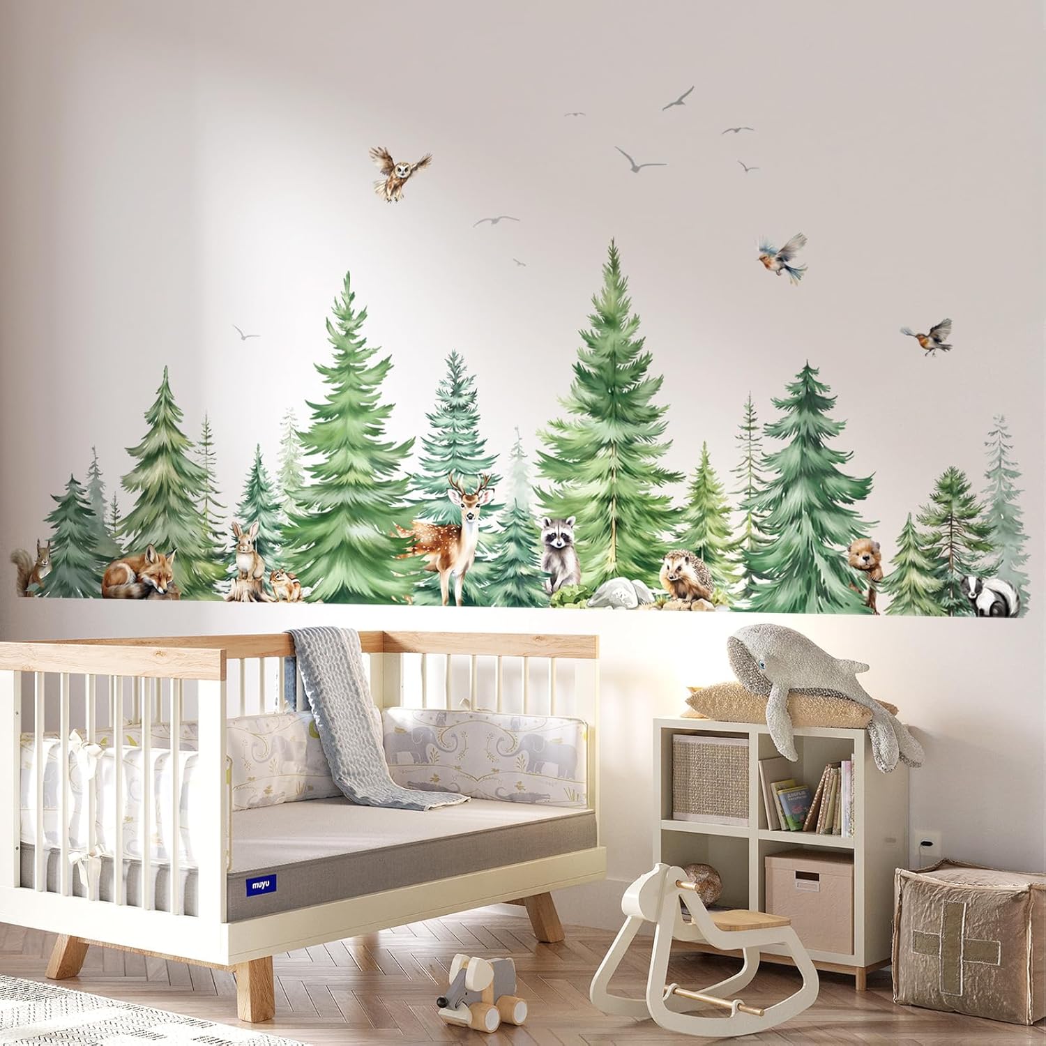 Stiker Dinding Hewan Pohon Pin - Baby Nursery Panelling ulasan dan harga