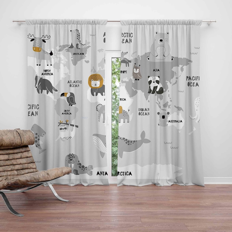 Tirai Kamar Bayi Peta Dunia He - Baby Nursery Blackout Curtains ulasan dan harga