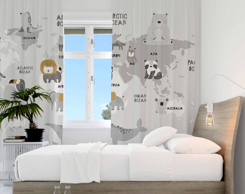 Tirai Kamar Bayi Peta Dunia He - Baby Nursery Blackout Curtains ulasan dan harga