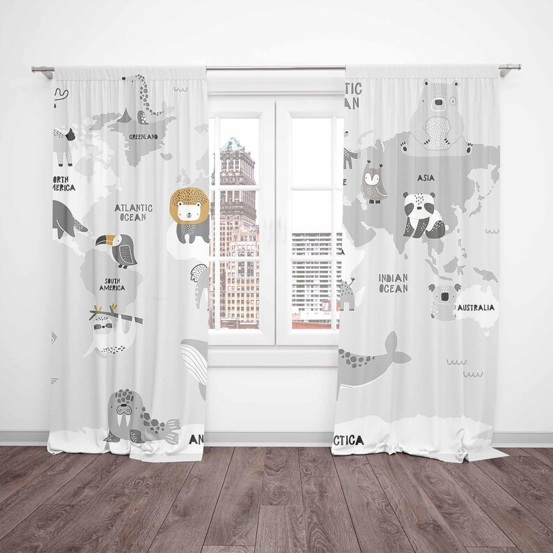 Tirai Kamar Bayi Peta Dunia He - Baby Nursery Blackout Curtains ulasan dan harga