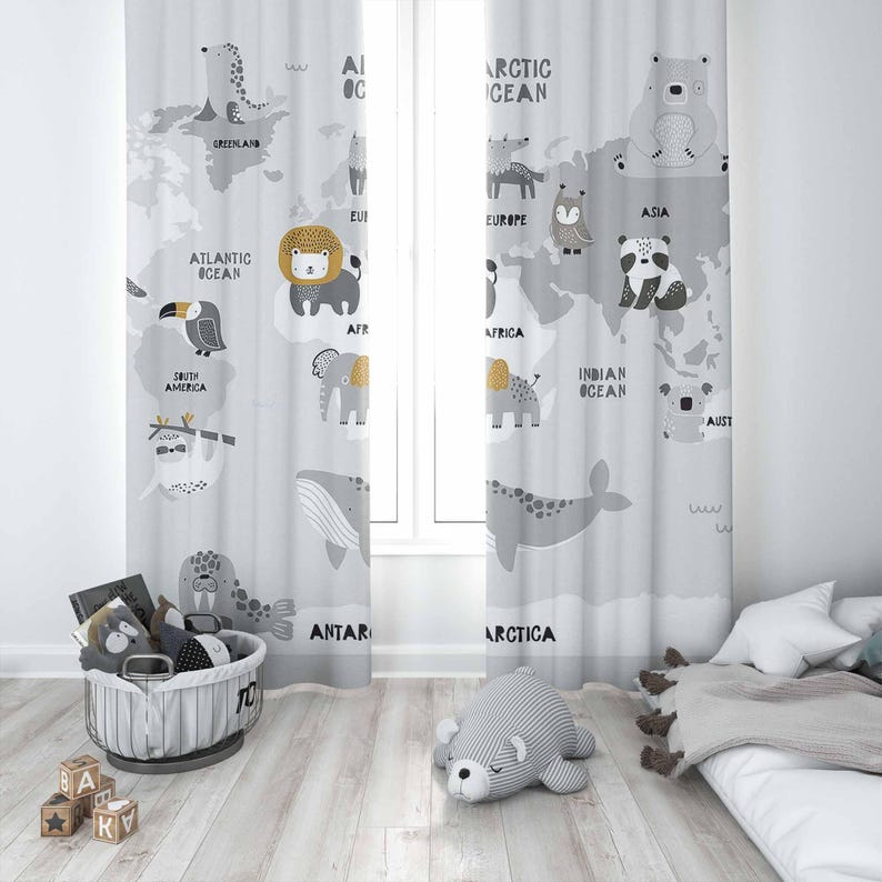 Tirai Kamar Bayi Peta Dunia He - Baby Nursery Blackout Curtains ulasan dan harga