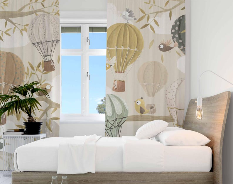 Tirai Balon Udara Panas Motif  - Baby Nursery Blackout Curtains ulasan dan harga
