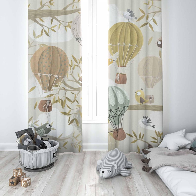 Tirai Balon Udara Panas Motif  - Baby Nursery Blackout Curtains ulasan dan harga