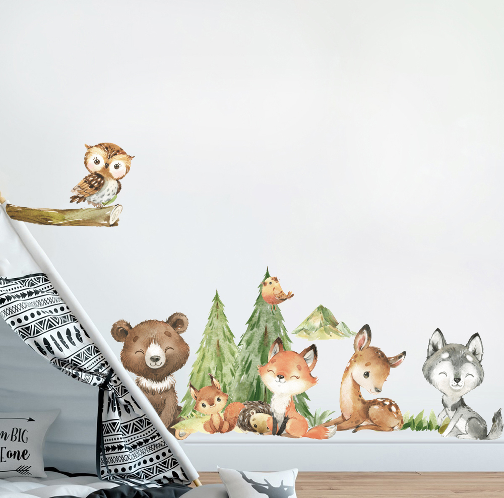 Stiker dinding hewan hutan cat - Baby Nursery Panelling ulasan dan harga